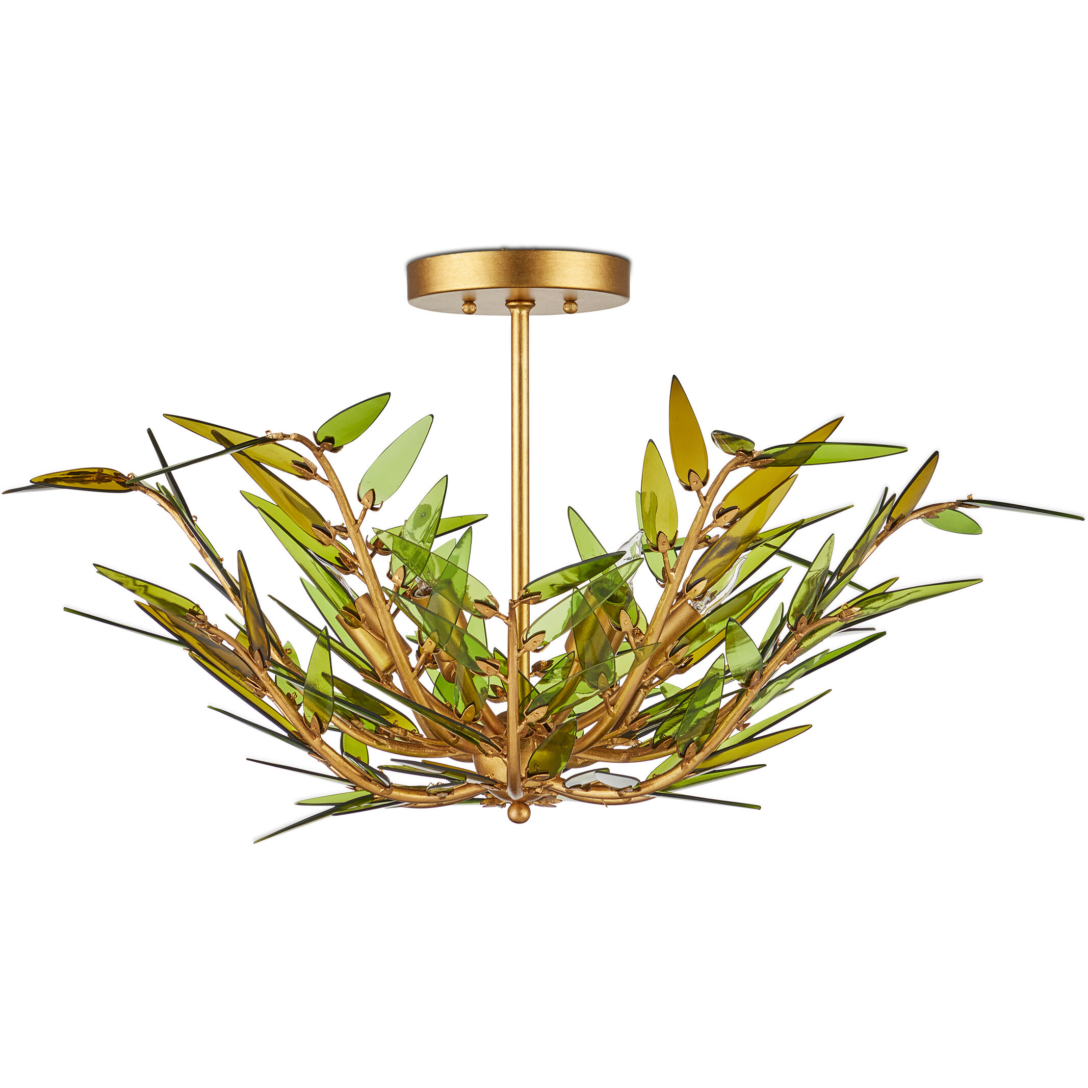 Babylon 6 Light 30.5 inch Green/Contemporary Gold Leaf/Contemporary Gold Pendant Ceiling Light