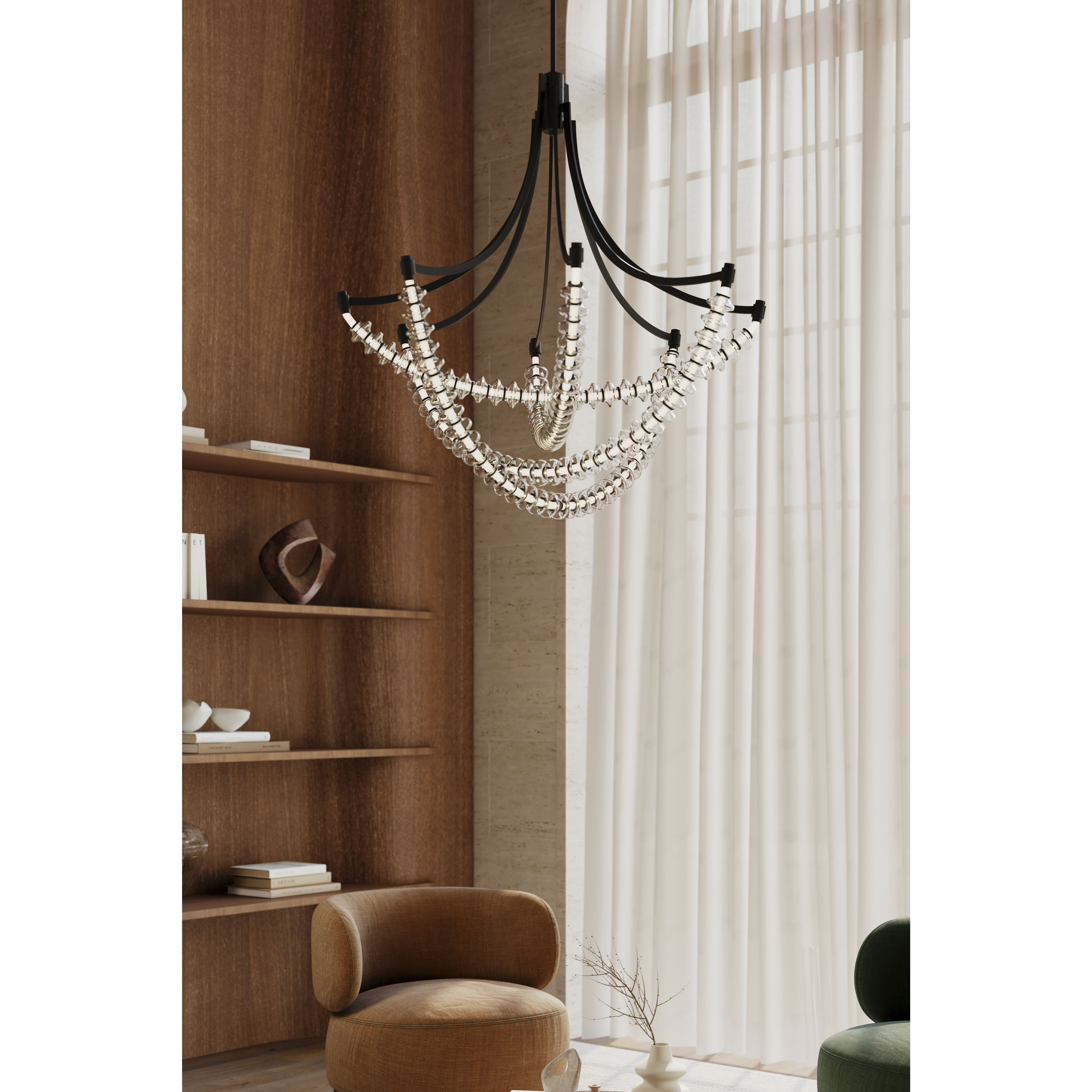 Pearl LED 39.25 inch Dark Matte Black Chandelier Ceiling Light