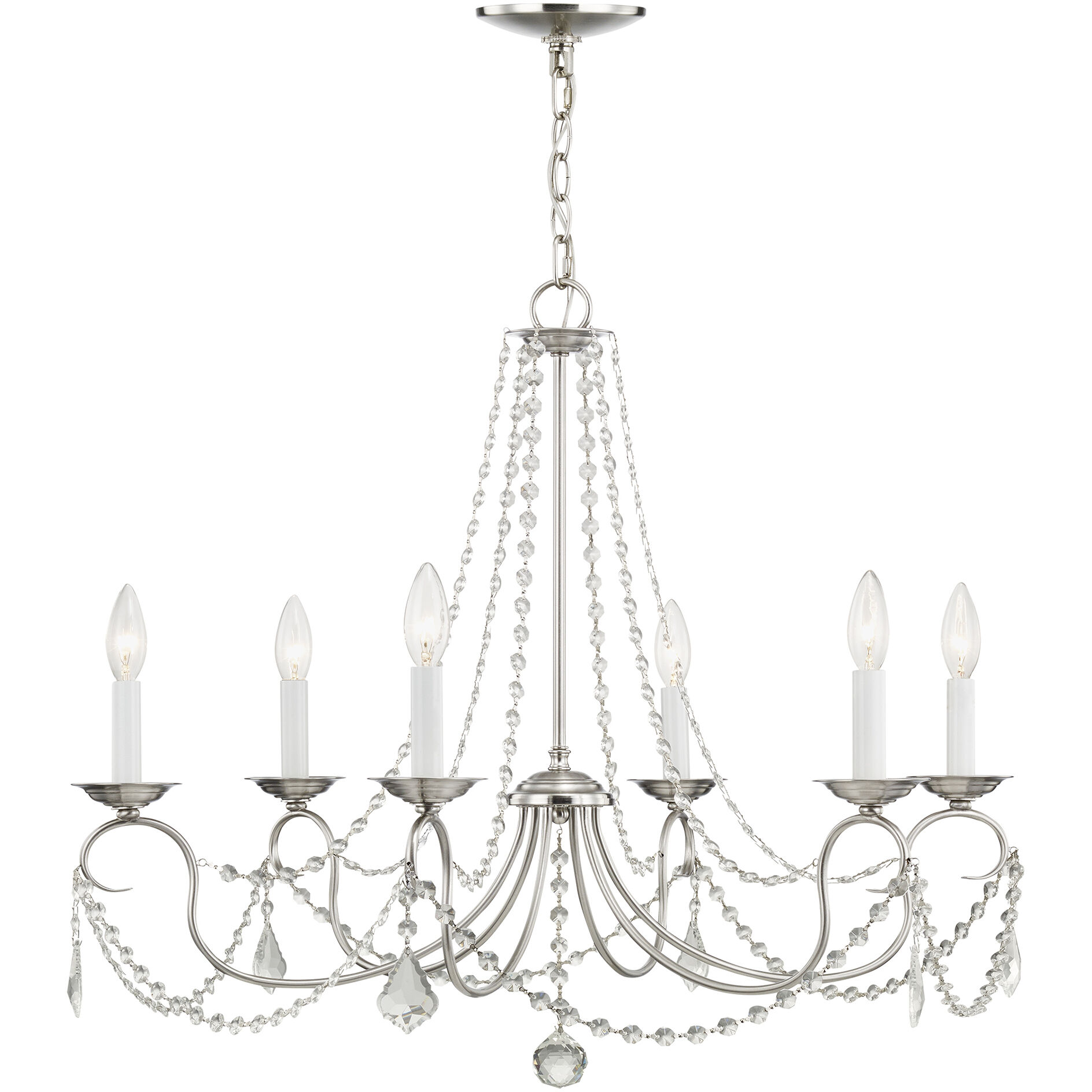 Pennington 6 Light 28 inch Brushed Nickel Chandelier Ceiling Light