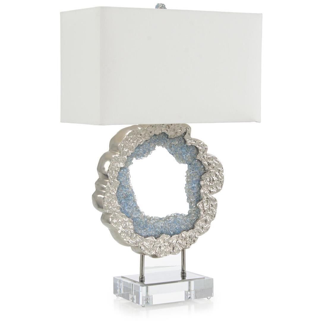 Leah Hammered Nickel and Sea Blue Table Lamp Portable Light