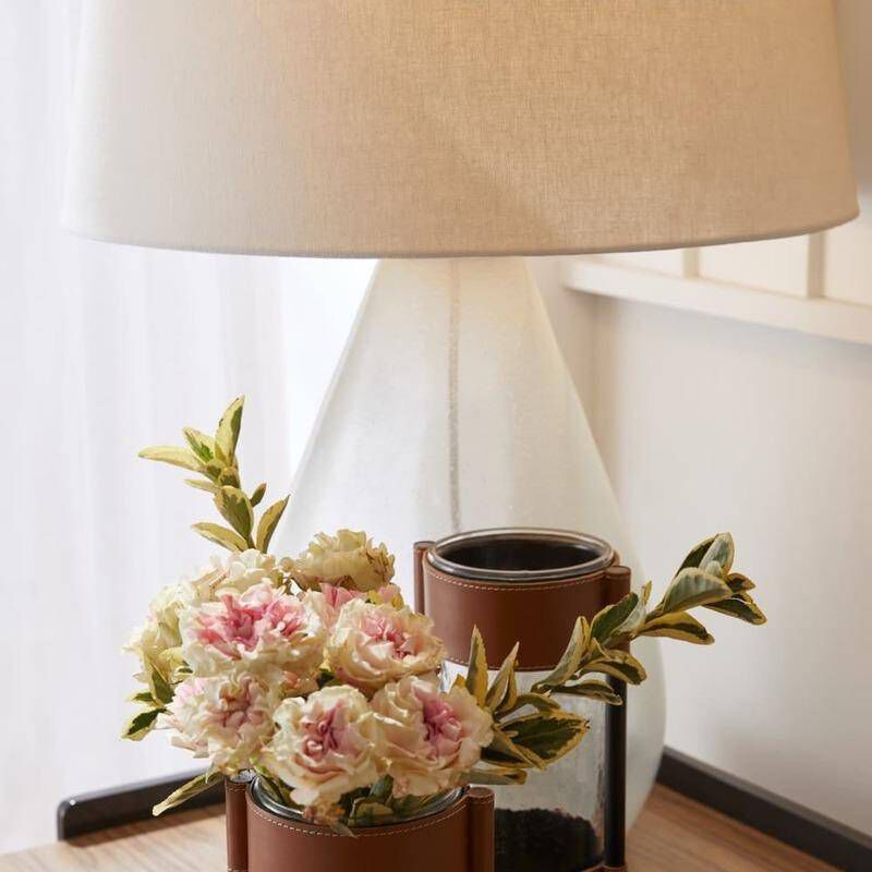 Tiber 30 inch 150.00 watt Clear and Antique Brass Table Lamp Portable Light