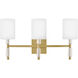 Anika 3 Light 23.25 inch Lacquered Brass Vanity Light Wall Light