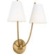 C&M by Chapman & Myers Marina 2 Light 14.5 inch Burnished Brass Double Sconce Wall Light