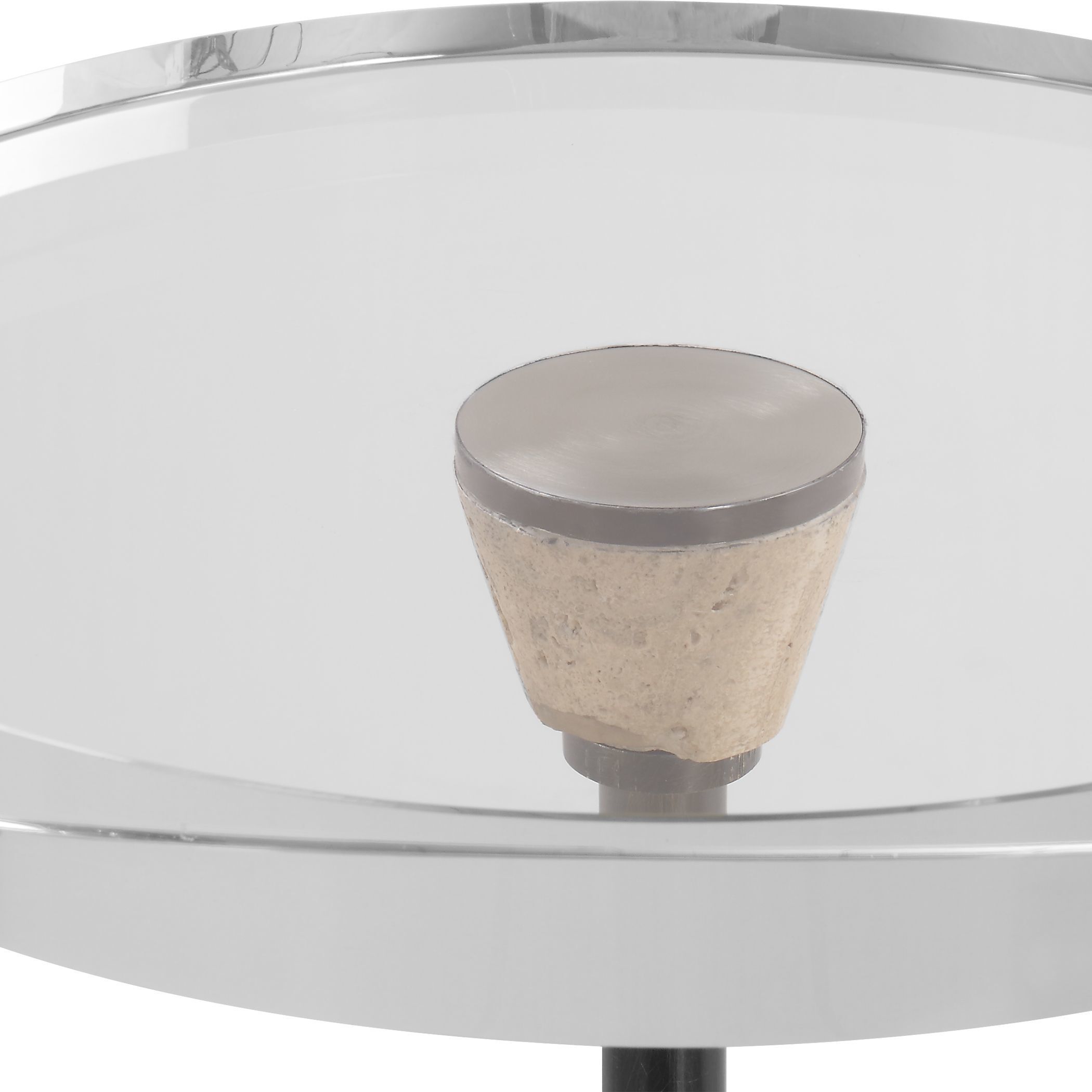 Arthur 23 X 10 inch Travertine and Bronze with Crystal Drink Table