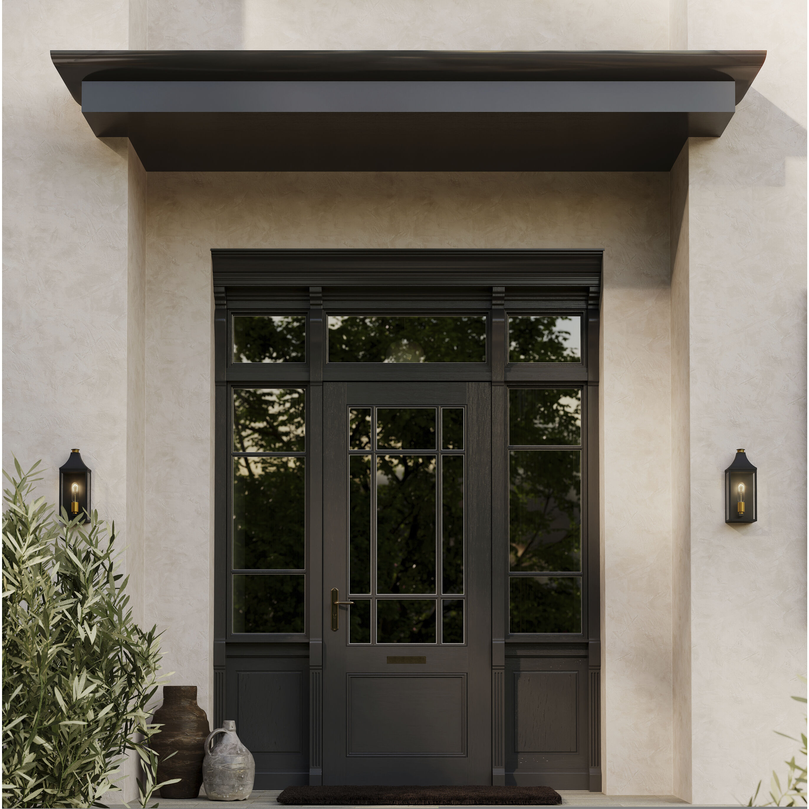 Hurstborne 1 Light 15.75 inch Dark Matte Black and Painted Legacy Brass Outdoor Wall Lantern