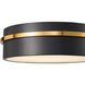 Dax LED 15.2 inch Black and Brass Flush Mount Ceiling Light