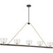 Noellea 5 Light 61 inch Dark Bronze and Legacy Brass Linear Chandelier Ceiling Light