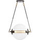 Otto 2 Light 28.4 inch Black with Brass Accents Pendant Ceiling Light in Stainless Steel Mesh tube, Sphere