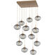 Nova Incandescent 12 Light Novel Brass Chandelier Ceiling Light, Square Multi-Pendant