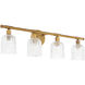 Meriam 4 Light 32.25 inch Brushed Brass Vanity Light Wall Light