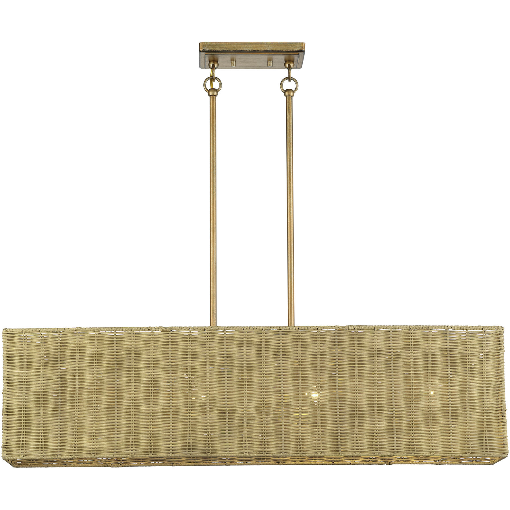 Weavington 4 Light 36 inch Antique Gold Leaf Linear Chandelier Ceiling Light, Large