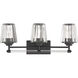 Garnet 3 Light 24 inch Black Bathroom Vanity Light Wall Light