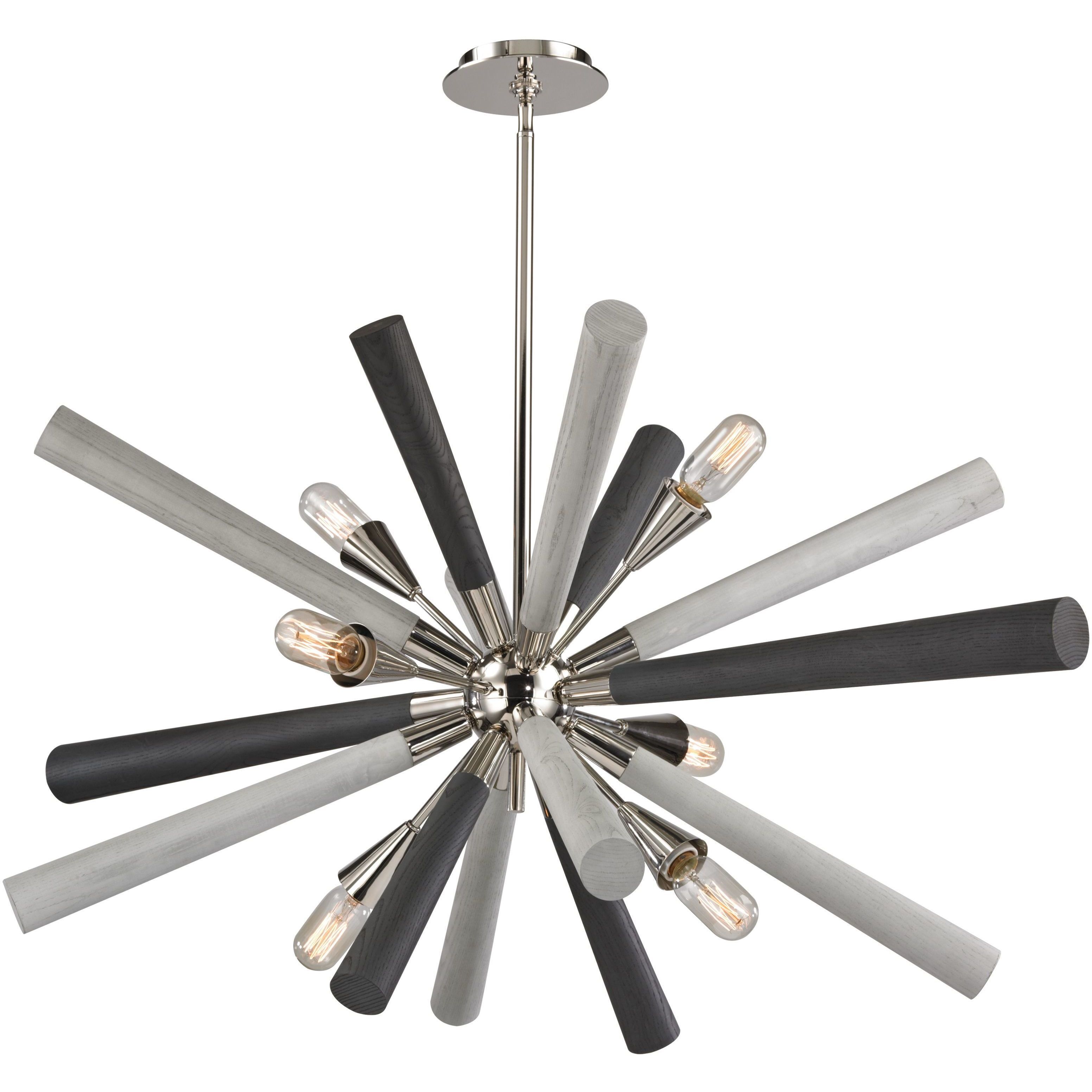 Solara 6 Light 44 inch Polished Nickel with Graywash Chandelier Ceiling Light