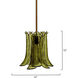 Cala 1 Light 12 inch Brass Pendant Ceiling Light in Smoke Green Mouth-Blown Glass