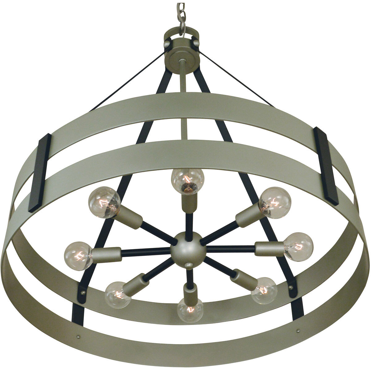 Orion 8 Light 22 inch Satin Pewter/Matte Black Dining Chandelier Ceiling Light