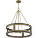 Lakefield 4 Light 26 inch Burnished Brass with Walnut Pendant Ceiling Light