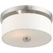 Meridian 2 Light 11 inch Brushed Nickel Flush Mount Ceiling Light