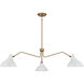 Vintage 3 Light 48 inch White and Natural Brass Pendant Ceiling Light in White with Natural Brass