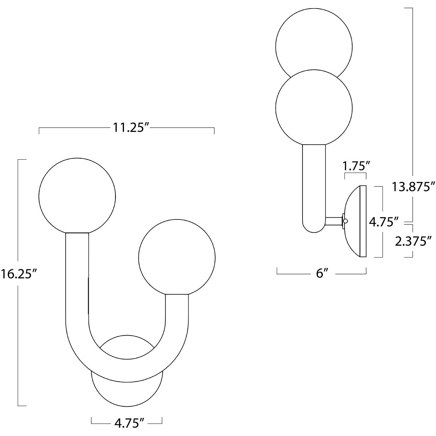 Happy 2 Light 16.25 inch Black Outdoor Sconce, Right