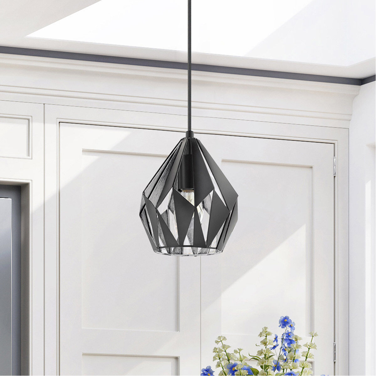 Carlton 3 1 Light 7.5 inch Black/Silver Geometric Pendant Ceiling Light