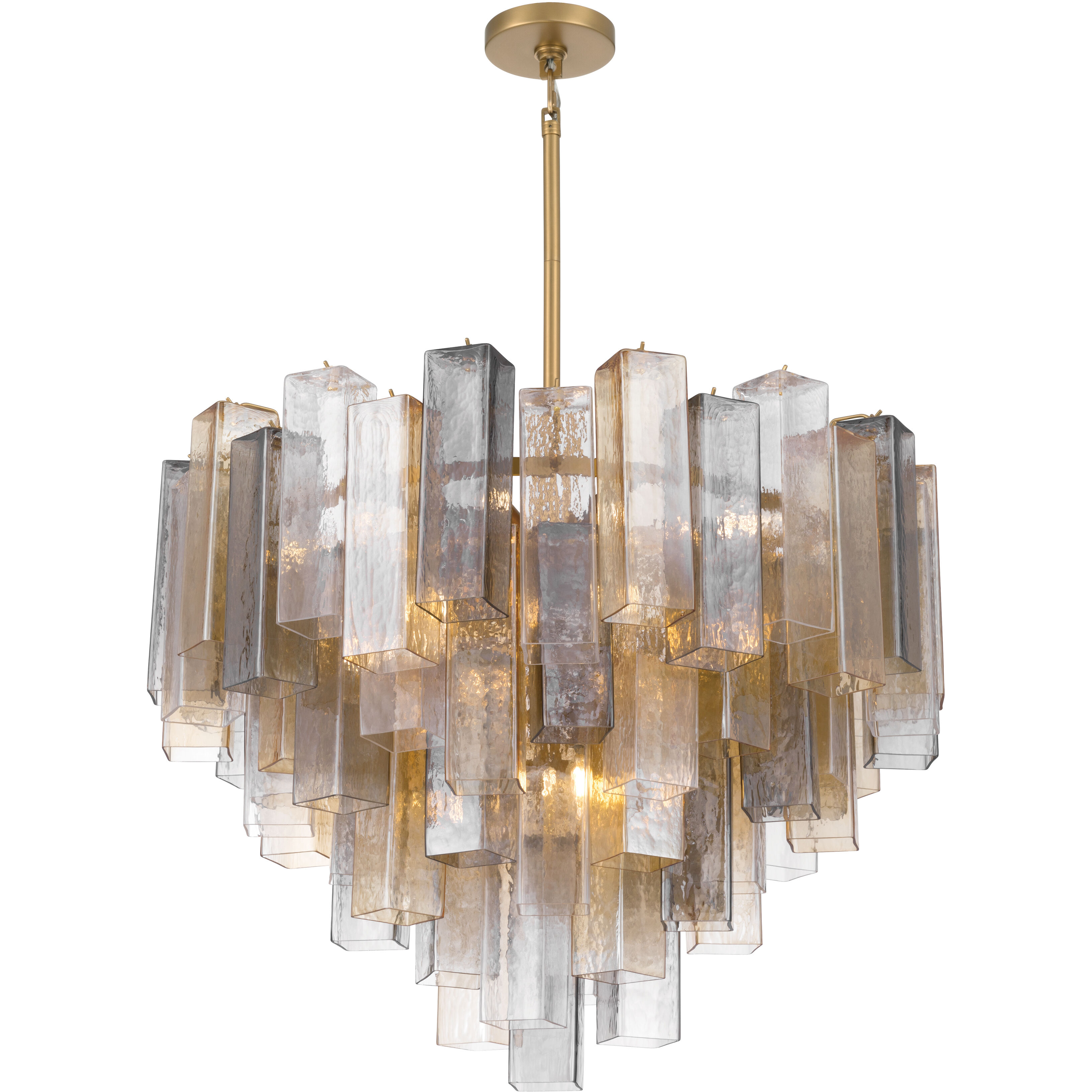 Torvento 15 Light 32.75 inch Legacy Brass Pendant Ceiling Light in Clear,  Grey and Amber Handmade Glass