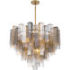 Torvento 15 Light 32.75 inch Legacy Brass Pendant Ceiling Light in Clear,  Grey and Amber Handmade Glass