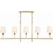 Broche 5 Light 53.5 inch Antique Gold Linear Chandelier Ceiling Light