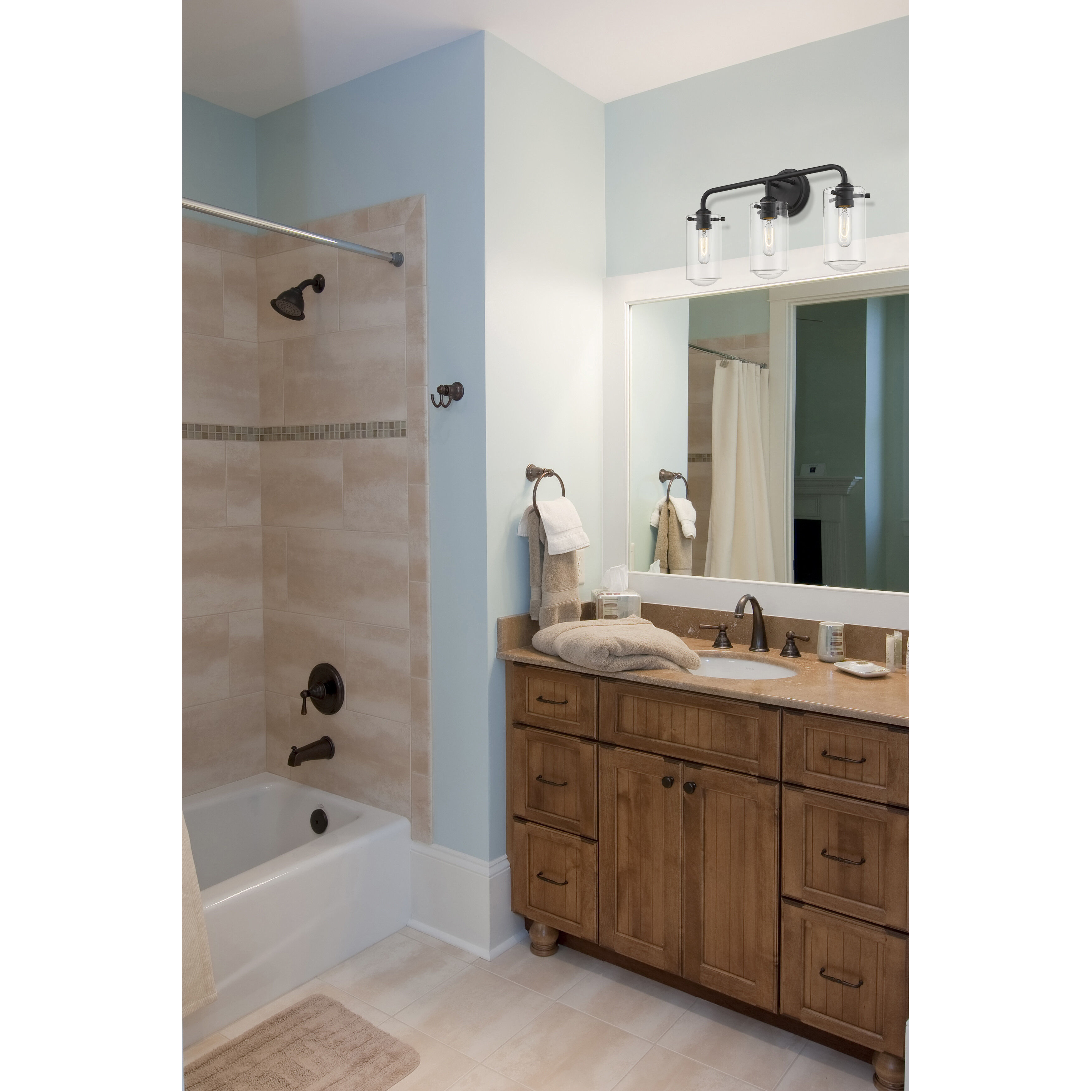 Delaney 3 Light 22 inch Matte Black Vanity Wall Light