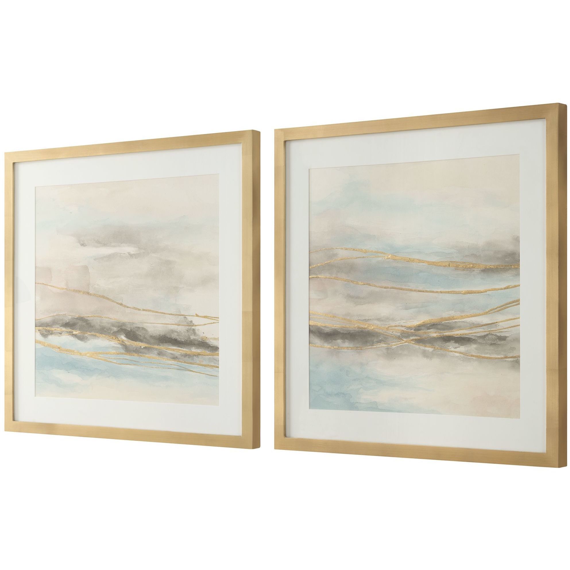 So Golden 29.5 X 29.5 inch Abstract Landscape Prints, Set of 2