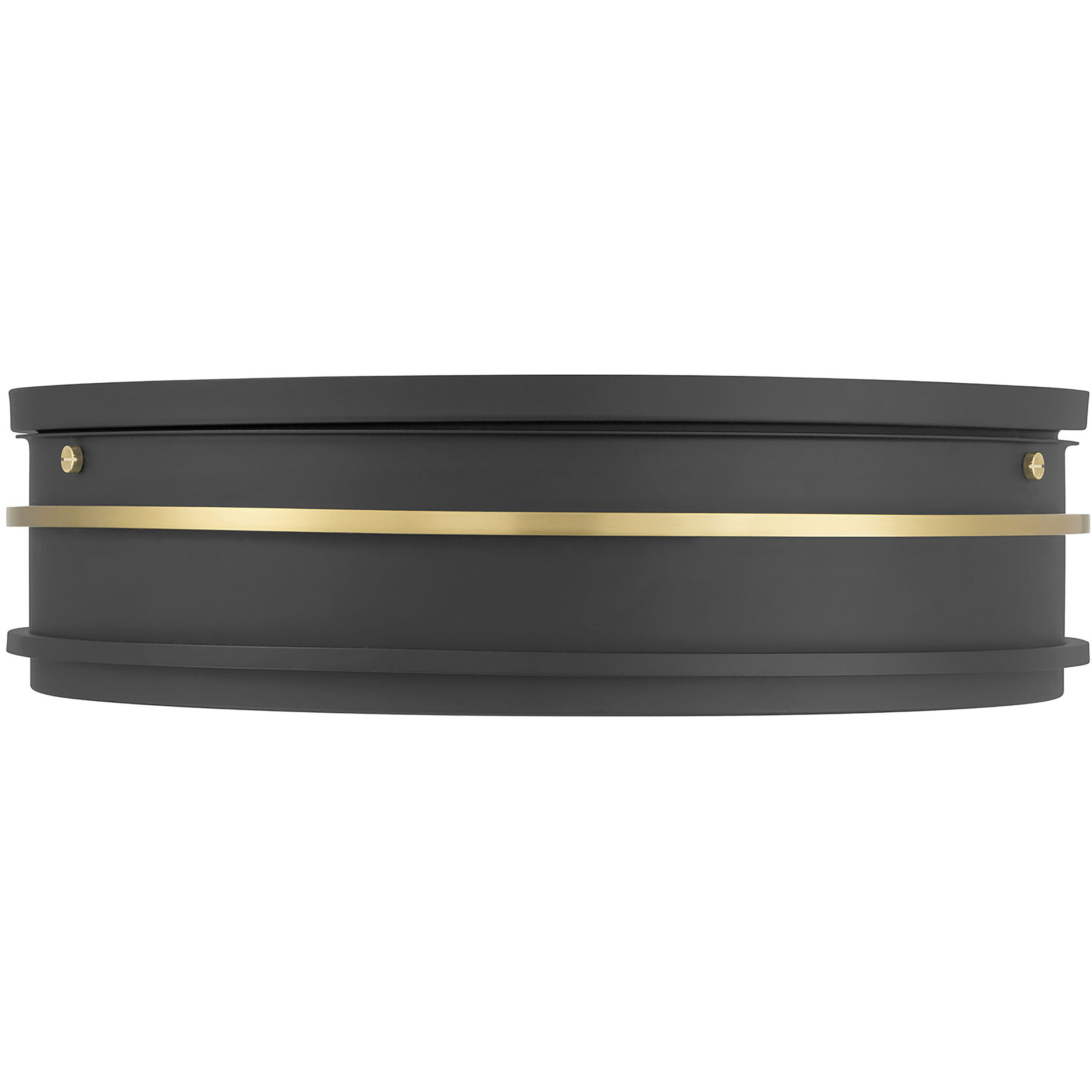 Stralara LED 16 inch Matte Black and Vintage Brass Flush Mount Ceiling Light