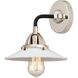 Nouveau 2 Halophane 1 Light 9 inch Black Polished Nickel Sconce Wall Light in Matte White Halophane Glass