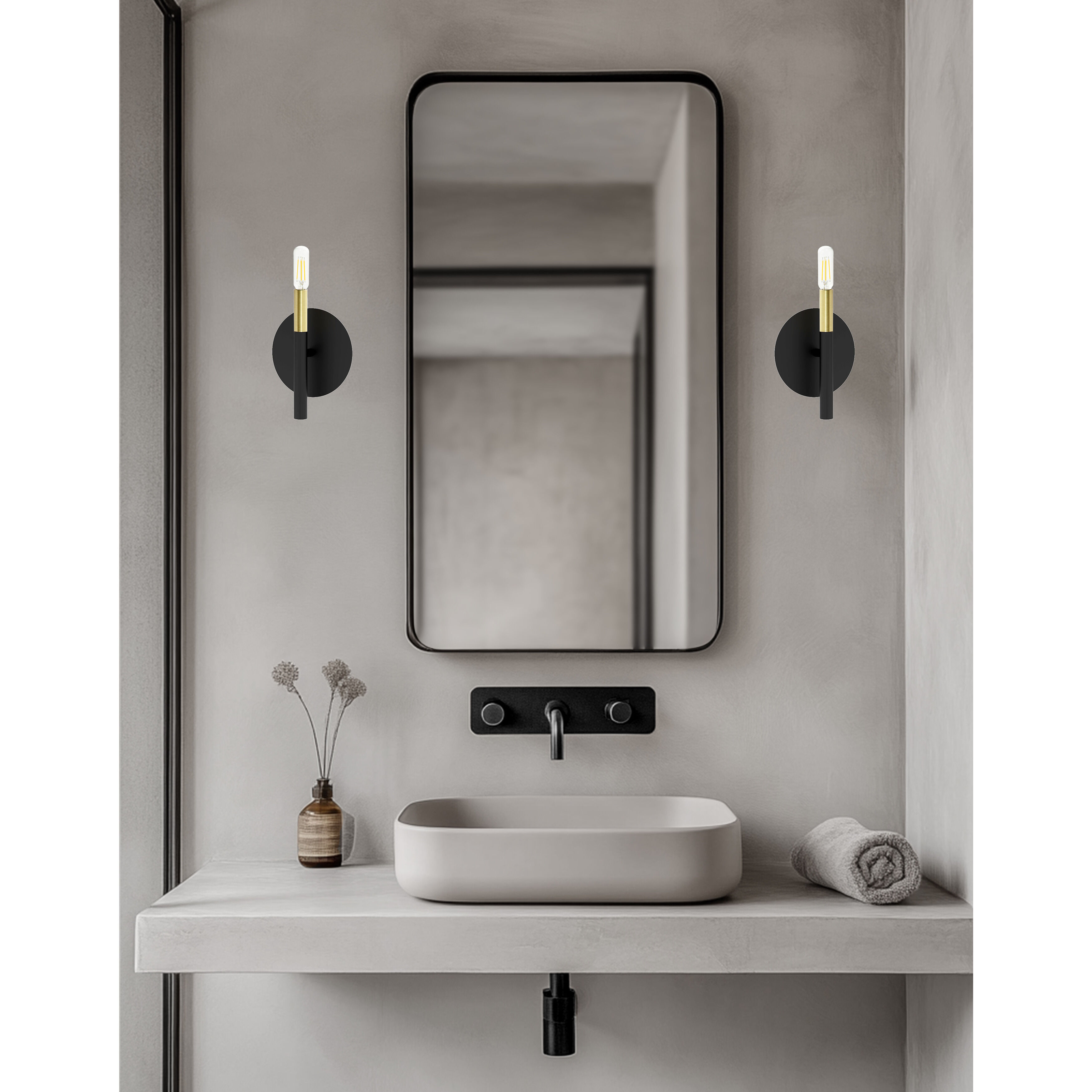 Wand 1 Light 5.75 inch Matte Black with Aged Brass Decorative Wall Sconce Wall Light in Matte Black and Aged Brass