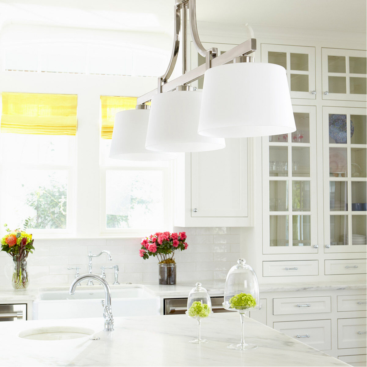 Lancaster 3 Light 39 inch Satin Nickel Island Light Ceiling Light