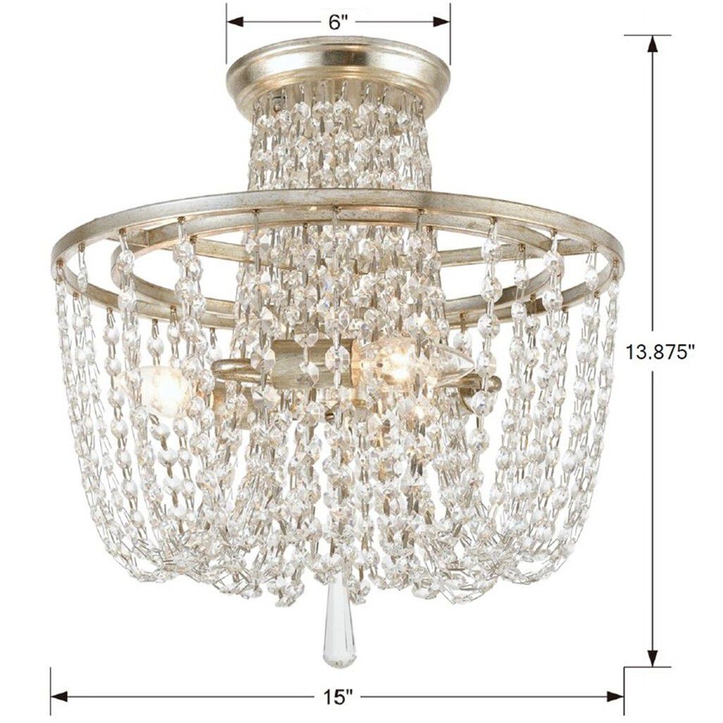 Arcadia 3 Light 15 inch Antique Silver Semi Flush Ceiling Light
