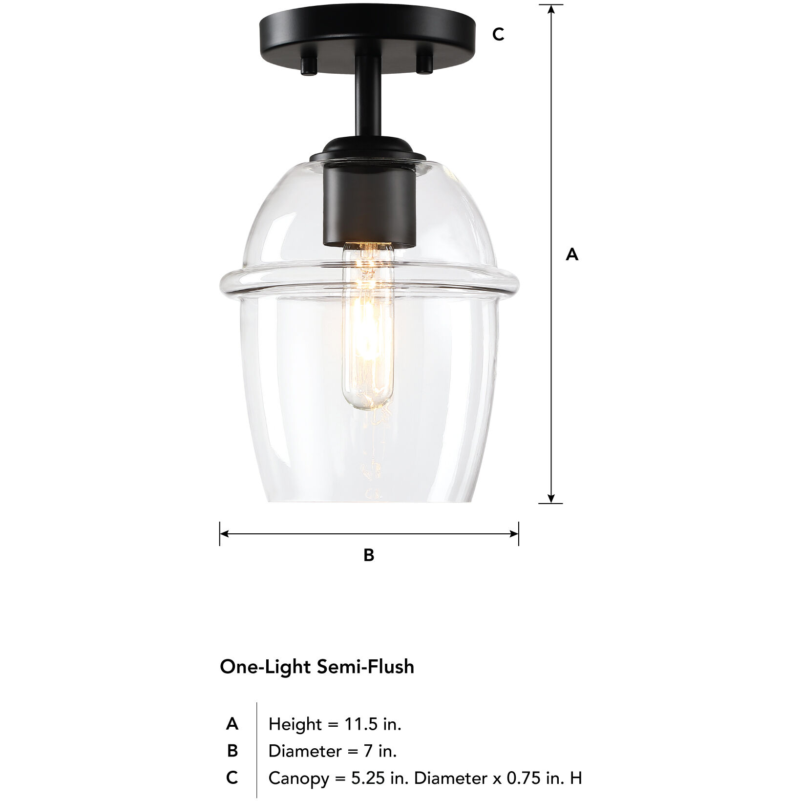 Summer Jazz 1 Light 7 inch Matte Black Semi Flush Mount Ceiling Light