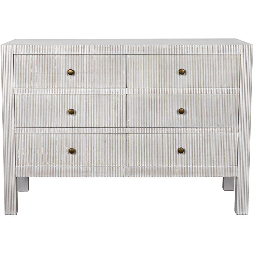 Conrad White Wash Dresser, 6 Drawer