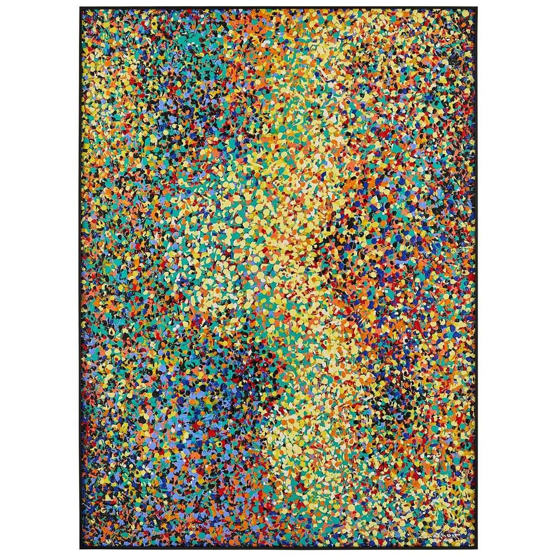 LM Zhou's Vibrant Pointillism 59.5 X 43.5 inch Oils and Original Art