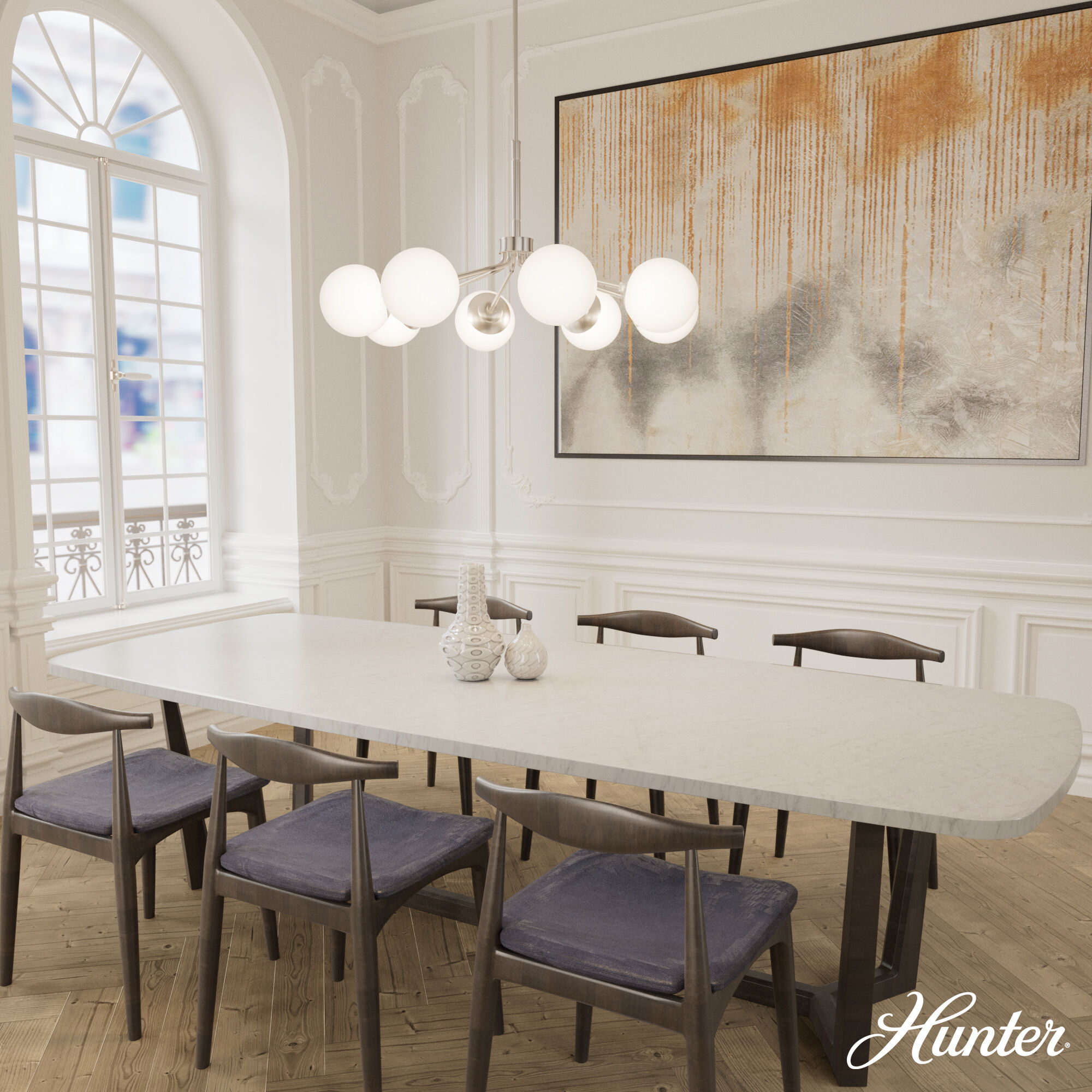 Hepburn 8 Light 40 inch Brushed Nickel Chandelier Ceiling Light, Extra Large