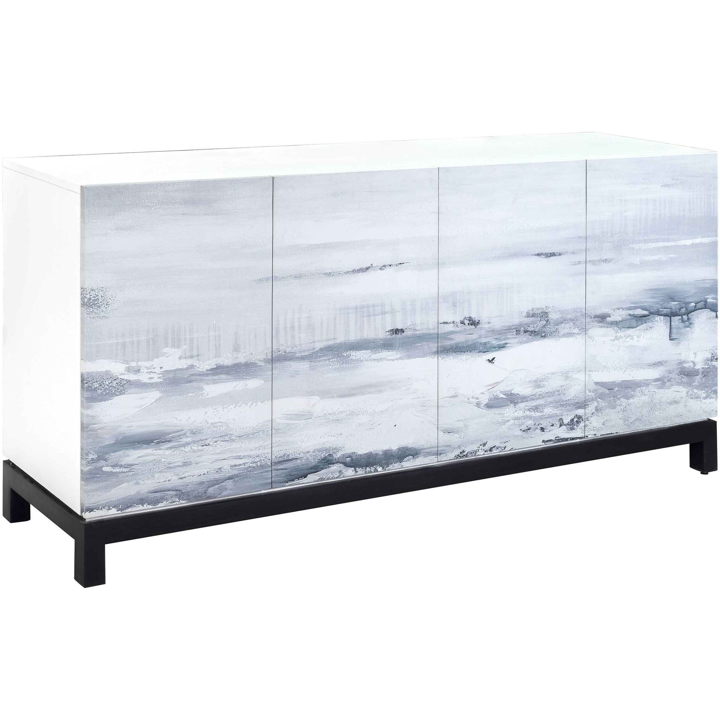 Torres White with Gray and Ebony Credenza