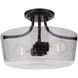 Neighborhood Tyler 2 Light 13 inch Flat Black Semi Flush Ceiling Light in Clear Seeded, Neighborhood Collection