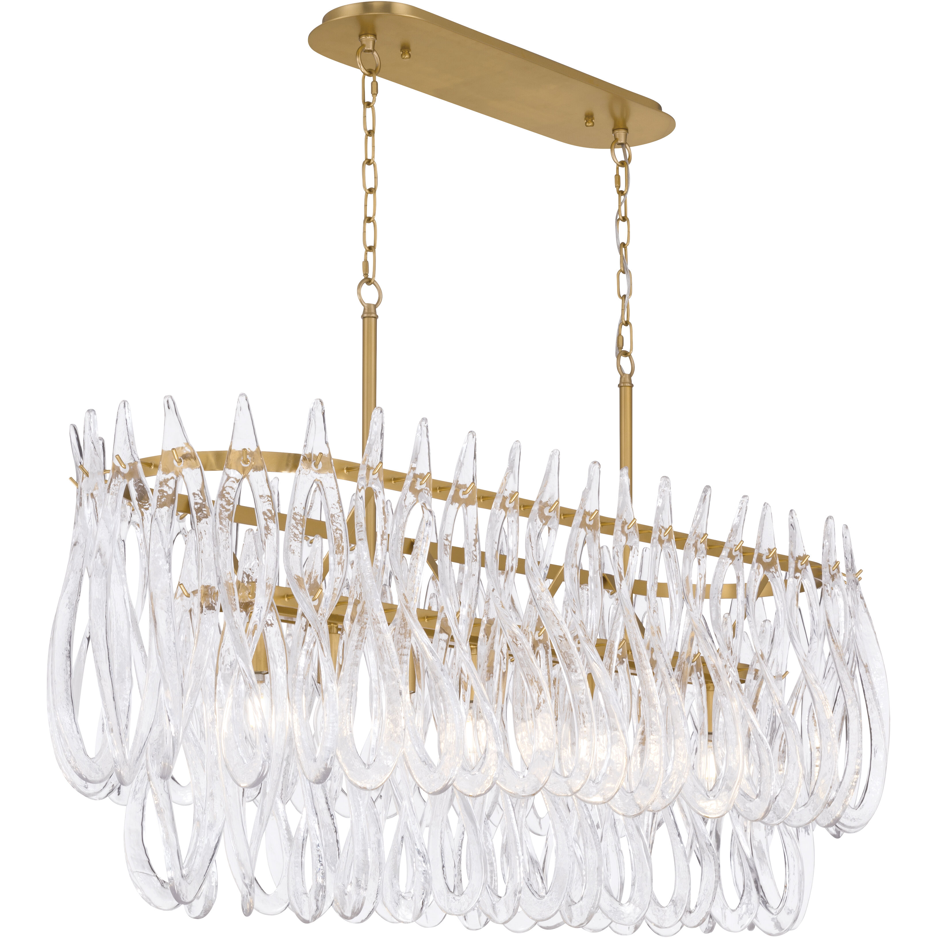 Glassara 8 Light 48 inch Legacy Brass Linear Chandelier Ceiling Light