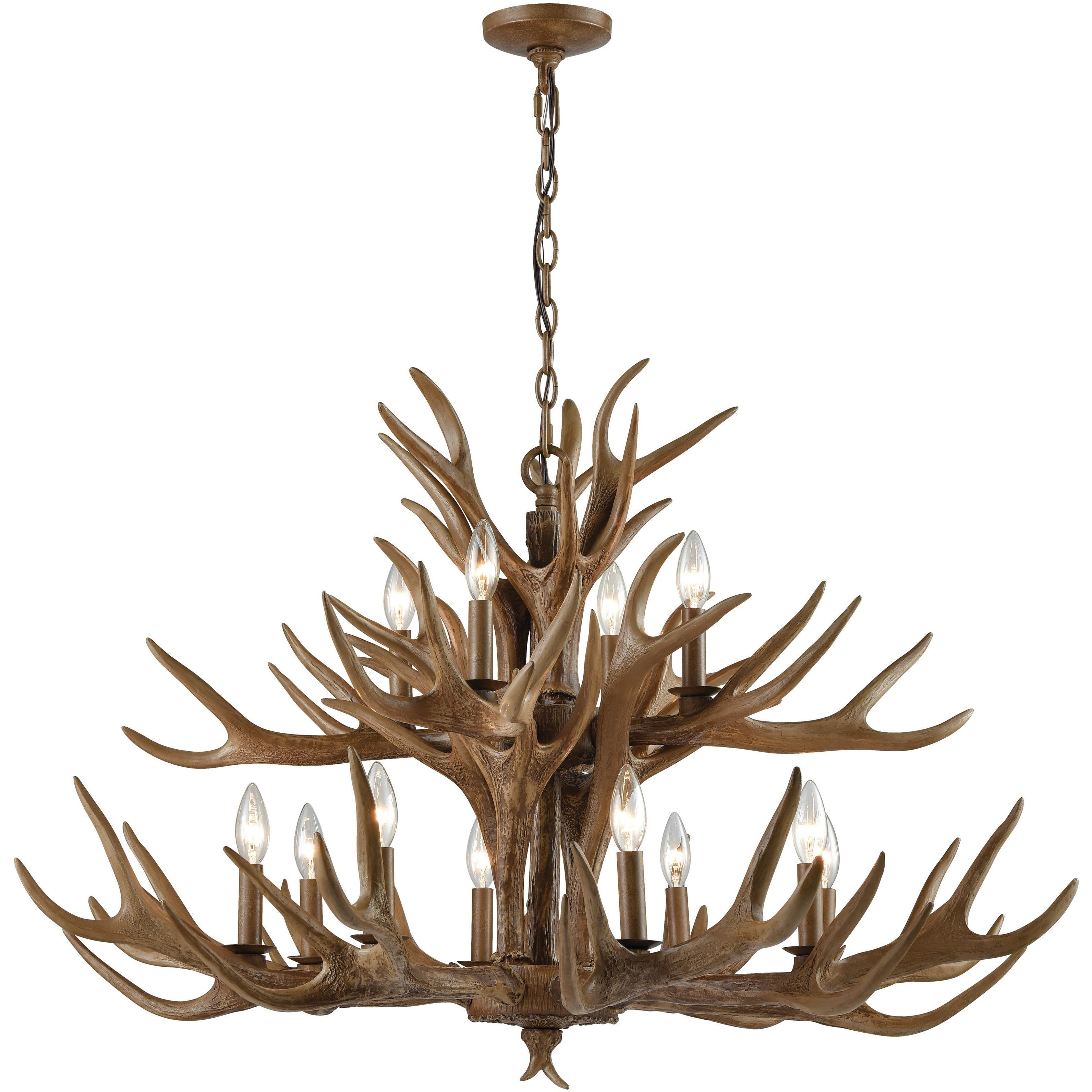 Elk 12 Light 39 inch Wood Tone Chandelier Ceiling Light