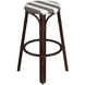 Tobias Round Rattan 30" Bar Stool in White and Brown Stripe