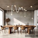 Art & Alchemy SNAPS LED 86.5 inch Modern Brass Pendant Ceiling Light in White Leather with Alabaster, Large