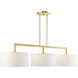 Meridian 3 Light 51 inch Satin Brass Linear Chandelier Ceiling Light