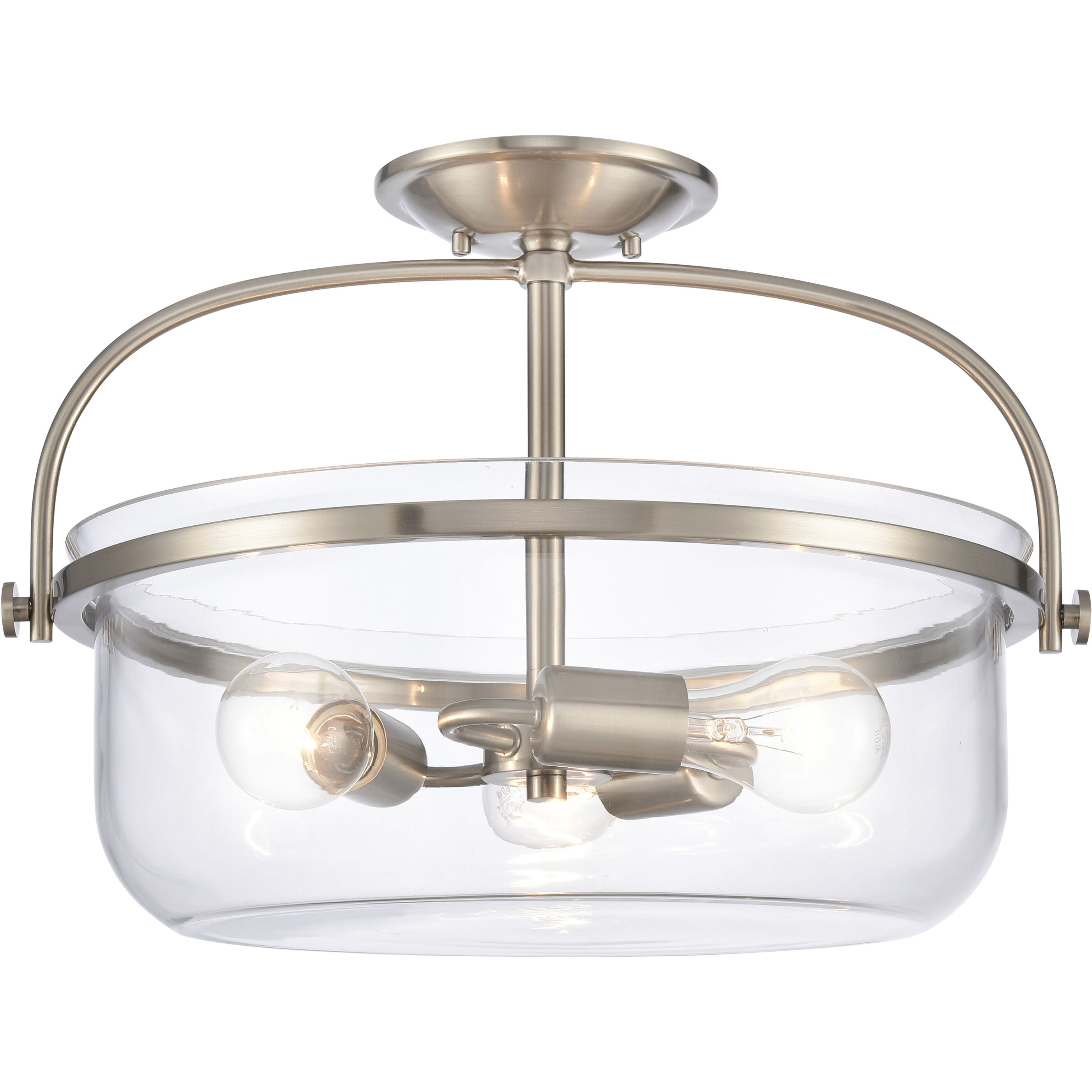 Wentworth 3 Light 17 inch Brushed Nickel Semi Flush Mount Ceiling Light