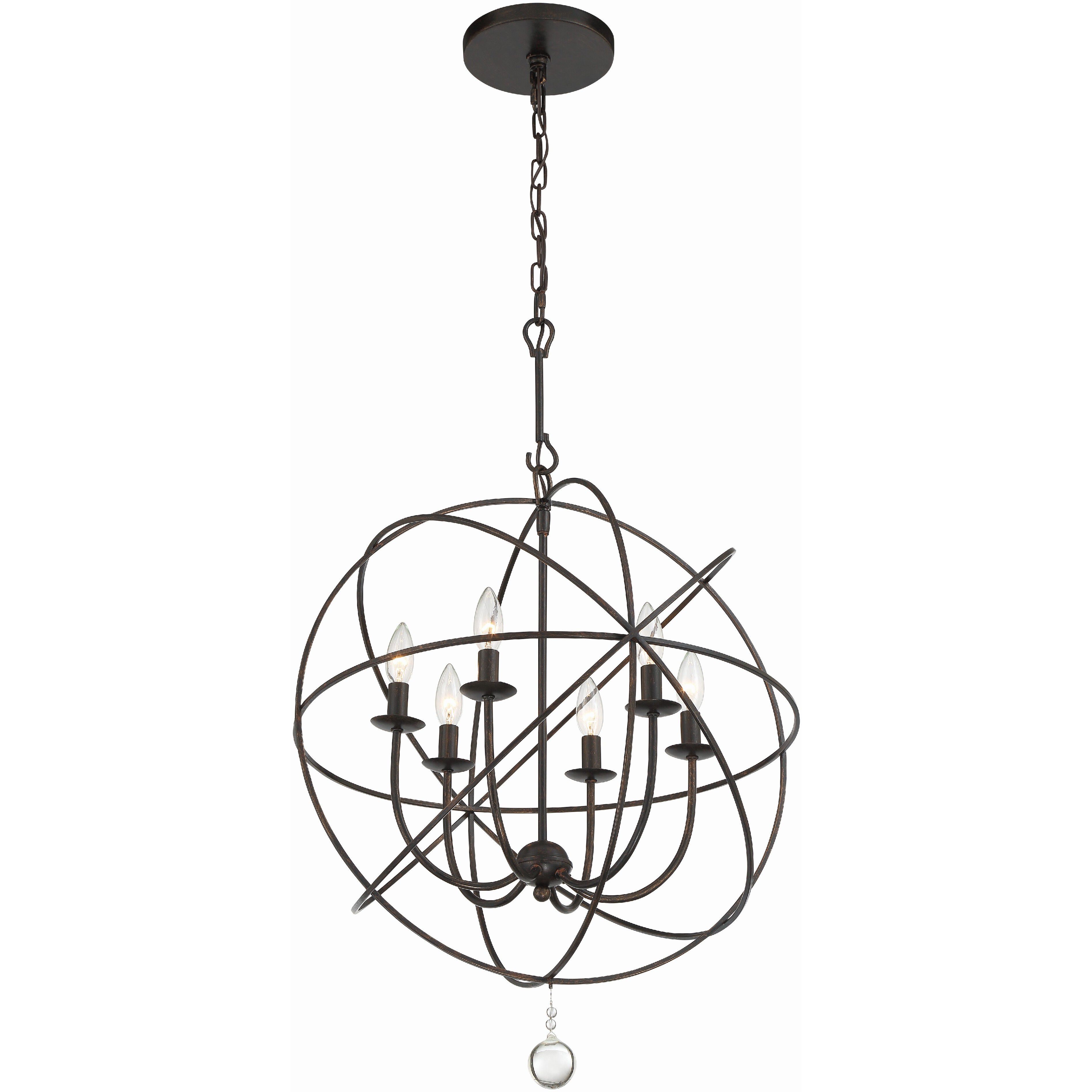 Solaris 6 Light 22.5 inch English Bronze Chandelier Ceiling Light