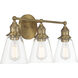 Barwell 3 Light 24 inch Oxidized Aged Brass Bath Vanity Light Wall Light
