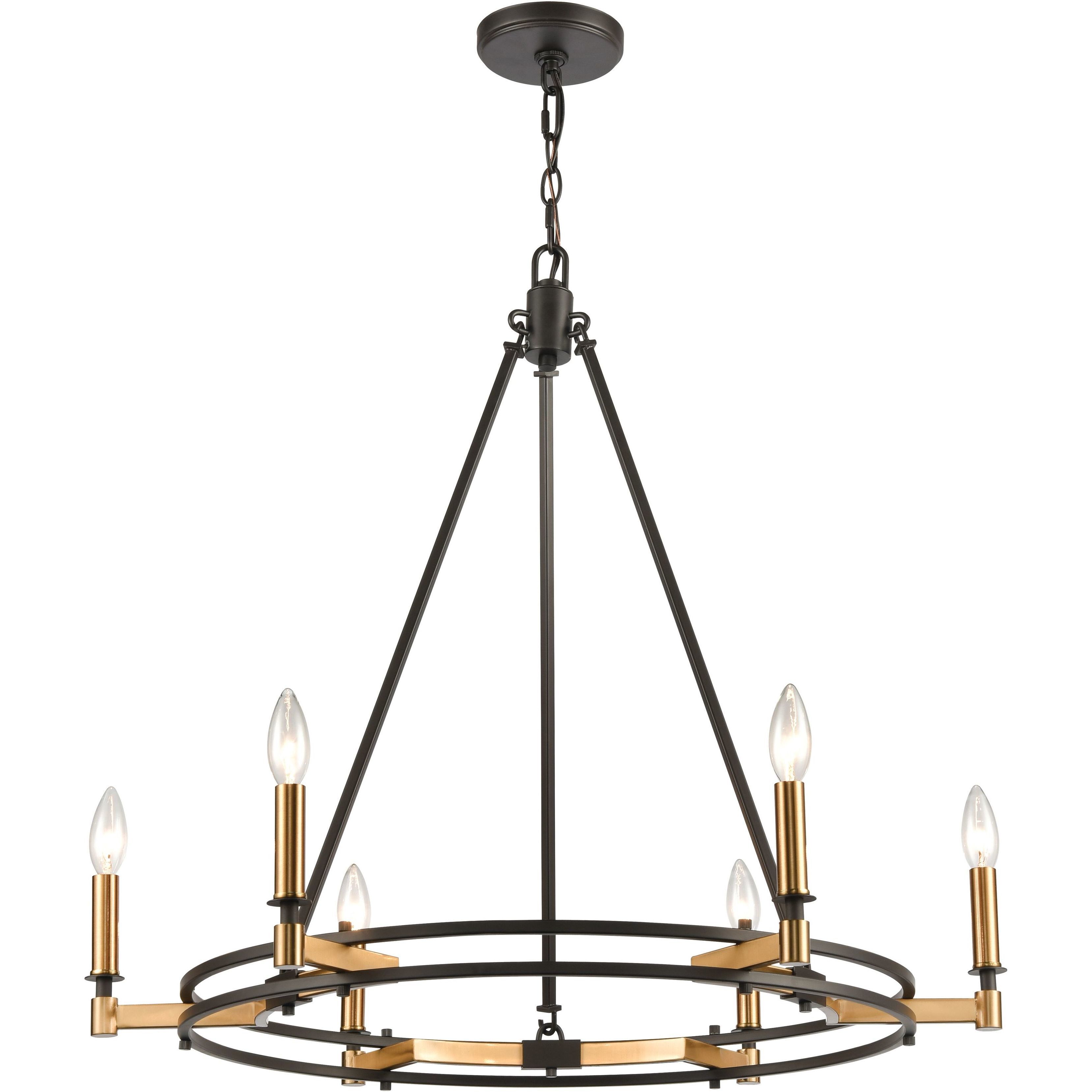 Talia 6 Light 29 inch Oil Rubbed Bronze with Satin Brass Chandelier Ceiling Light