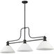 Melange 3 Light 52 inch Matte Black Billiard Ceiling Light in White Linen Glass
